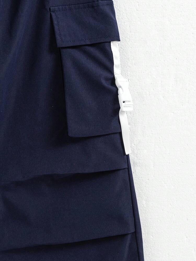 Sparklyn Tween 女童纯色松紧腰休闲工装裤 - 藏蓝色 - 查看 6