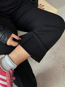 SHEIN EZwear 大码休闲纯色厚裤