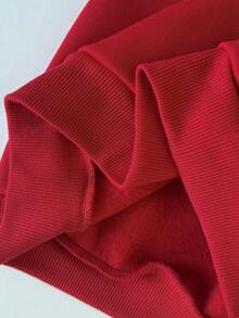 SHEIN 女童服装纯红色圆领刺绣运动衫搭配格子百褶裙女童两件套，红色格子裙套装，圣诞裙套装 - 紅色 - 查看 18