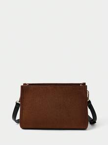 SHECARRY 女士斜挎包，绒面革，PU材质，五金挂锁装饰，时尚，优雅，简约，个性，百搭，经典，适合通勤，办公，约会，日常，购物，下午茶 - 棕色 - 查看 5