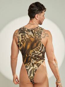 FeverCity Mono sin mangas con cuello redondo y estampado de cabeza de tigre para hombre - Multicolor - Ver 2