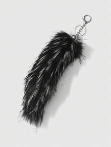 ROMWE Grunge Punk 1 chiếc móc khóa túi xách lông cáo giả màu nâu ombre phong cách Y2K dễ thương cá nhân hóa đa năng chất lượng cao, thích hợp cho phụ nữ/bé gái mặc hàng ngày, quà tặng ngày lễ - Đen trắng - 13 - Xem 5