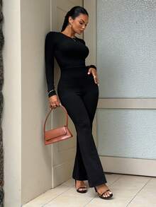 DAZY Women's Backless Sexy Jumpsuit School - Black - View 7