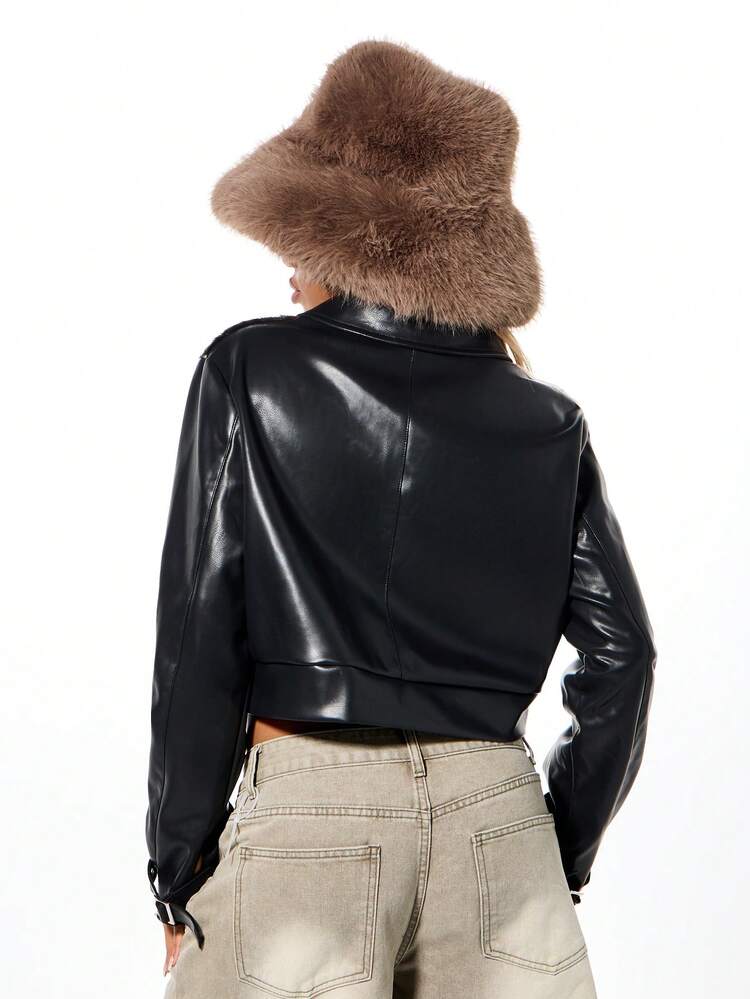 SUMWON WOMEN Cow Print Cropped Bomber With Belt