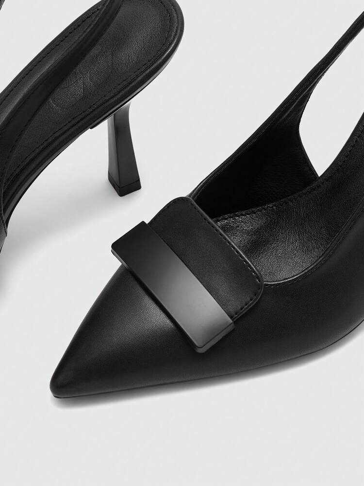 CUCCOO BIZCHIC 女士尖头细高跟鞋黑色后带性感时尚简约舒适通勤办公室女士派对宴会女士高跟穆勒鞋 - 黑色 - 查看 7