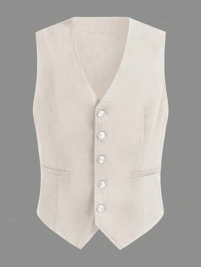 EASEVO 大码男士梭织西装背心，适合夏季