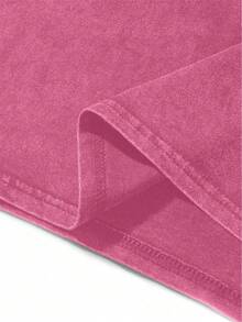 Manfinity Joysei Men's Minimalist Printed Round Neck Short Sleeve Washed Cotton T-Shirt Cute T Shirt Washed T Shirt - Pink - View 3