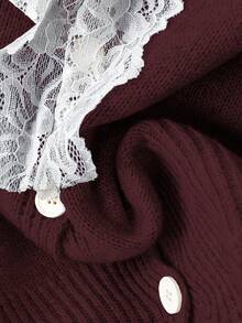 Franclia 时尚博主风系带宽松针织开衫，别致欧式风情 - 紫紅色 - 查看 8
