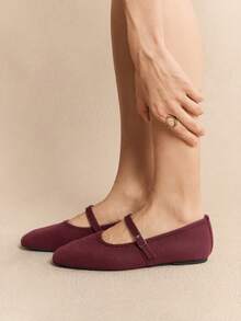 Rosivie Giày lười đế mềm dệt mới thu 2025, kiểu Anh cổ điển, mũi vuông màu mơ, thoải mái, đa năng cho nữ - Màu Đỏ Sâu - Xem 6