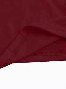 EMERY ROSE 女式休闲茶杯印花圆领加大码长袖T恤秋季图案T恤女式春季上衣 - 酒紅色 - 查看 4