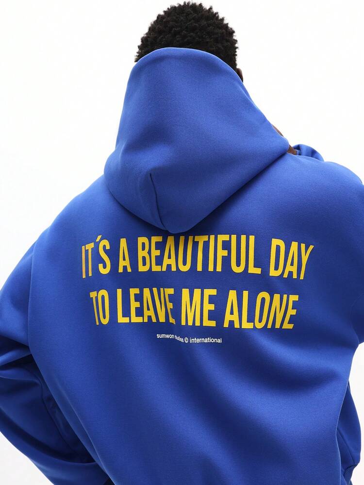 Felpa con cappuccio e zip intera con grafica di testo