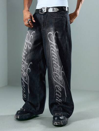 Street Life Jeans en denim imprimé casual pour hommes