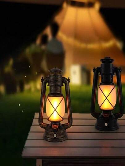 Batteridriven LED-lykta för dekoration, för inomhus- och utomhusbruk, retro-lykta med rörlig låga, för att dekorera trädgårdar, tält, balkonger och hemmafester