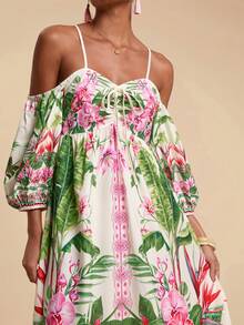 Travachic 女士度假梭织印花露肩连衣裙 - 彩色 - 查看 1