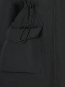 SHEIN 1 Áo khoác có đệm cho bé gái, thiết kế tay áo bông, thích hợp mặc thường ngày vào mùa đông - màu đen - Xem 4