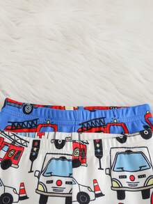 Cozy Pixies 4pcs Baby Boy Snug Fit Pajama Set, Cartoon Car Print Soft Knit Crew Neck Long Sleeve Top And Elastic Waist Long Pants - Blue - View 8