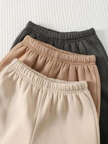 Cozy Pixies 6件套男童装饰徽章圆领长袖卫衣和松紧腰裤 - 卡其色 - 查看 3