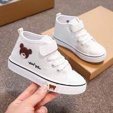 Zapatos de lona para niños, zapatos de caña alta para niños, nuevo estilo, zapatos para niñas, primavera y otoño, estilo coreano, zapatos de suela suave para niños. - Blanco - Ver 9