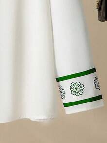 Lacomfia Áo sơ mi nữ tay dài cổ buộc họa tiết hoa thời trang và kín đáo, thích hợp cho kỳ nghỉ - màu xanh lá - Xem 3