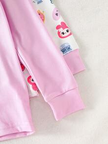 4pcs Girls Cartoon Graphic Long Sleeve Top And Leggings Casual Comfortable Homewear Set, Spring/Autumn Girls Cute Set Girl Sleep Wear Pjamas Set Summer For Girl Kid Girl Pajama Sets Cute Sleepwear,Snug Fit - Pink - View 7