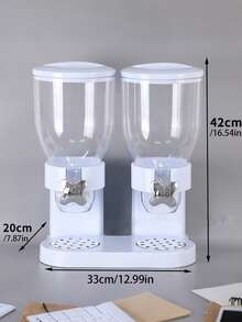 [Solución de almacenamiento de cocina] Dispensador de cereals para el desayuno de doble cubo creativo, recipiente de almacenamiento de avena, caja de conservación a prueba de humedad Blanco - Blanco - Ver 4