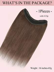 V Shape Clip In Hair Extension 100% Human Hair 1 Pc With 4 Clips Dark Brown Color Straight Hair For Women Easy To Style With Hair Curler And Straightener Invisible Suitable For Add Volume Lightweight All Day Wear