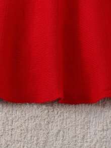 SHEIN Girls Christmas Themed Long Sleeve Top And Red Skirt Sweater Set - Beige - View 8