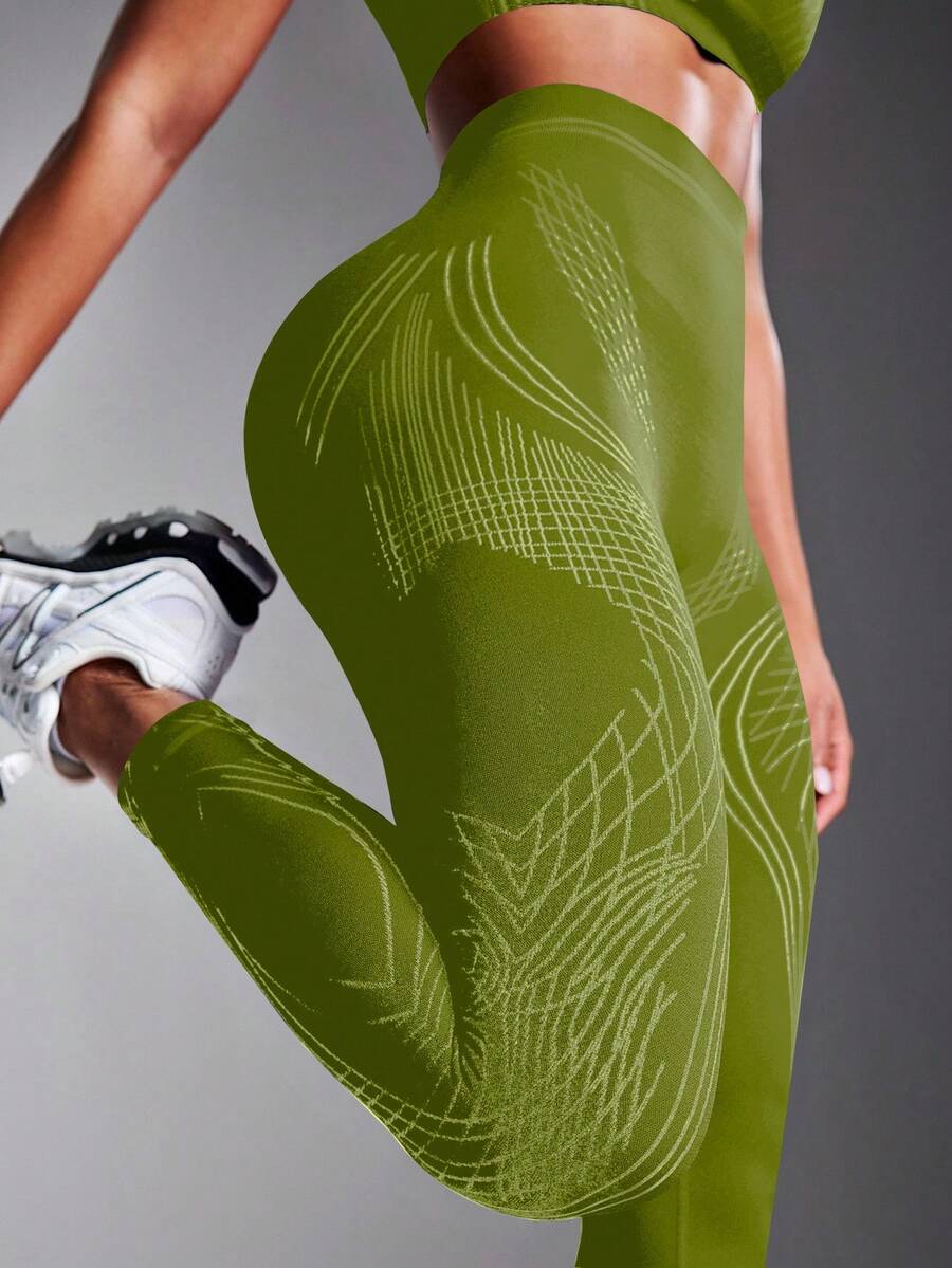 Powerista Quần legging nữ dáng cong liền mạch co giãn cao dùng khi chạy bộ và tập thể dục - Màu xanh Ô liu - Xem 1