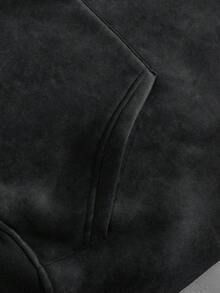 Manfinity Roghcode sweat-shirt à capuche casual pour hommes avec patchwork, rayures et graphique lettrage sur poche, sweat-shirt à capuche gothique graphique noir automnal à manches longues - Noir - Voir 5