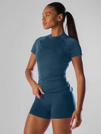 Musera Sport Solid Color Short Sleeve Sports Tee Running Short Active Comfy Workout Gym Running Run Club, Padel, Tennis, Pickleball Gym Yoga Pilates Fitness Daily Casual