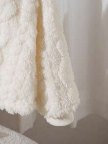 女婴休闲百搭家居服和外套，小麦色条纹羊毛开衫夹克，秋冬 - 米色 - 查看 3