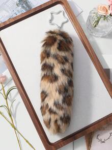 ROMWE Grunge Punk 1 件 Y2K 复古别致可爱高品质棕色仿皮草豹尾设计钥匙扣和包包挂件，适合女性，是日常使用和节日的绝佳礼物