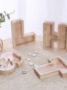 1 件木制英文字母存钱罐，透明木制储蓄罐，26 个英文字母装饰木制存钱罐，精致时尚的节日礼物，适合感恩节生日礼物毕业