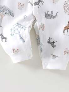 男婴数码印花长袖针织连体衣，四季皆宜