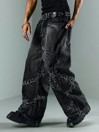 Street Life Jeans de mezclilla casual con estampado para hombres