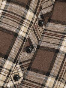 SHEIN Vintaside Kids 婴儿格子灯芯绒背带裤套装，秋冬 - 棕色 - 查看 7