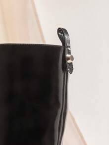 SHUZIA Damskie, minimalistyczne, klasyczne, szykowne, seksowne, szpiczaste noski, zimowe, dzikie, sięgające do kolan buty na obcasie typu kociak - Czarne - Zobacz 7