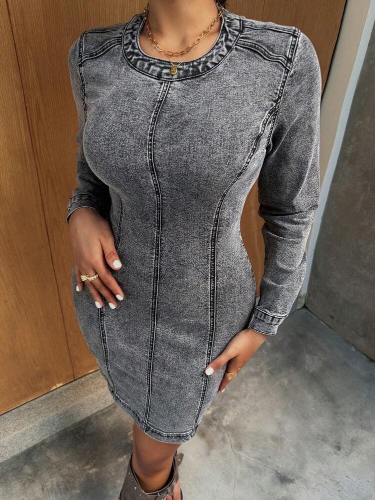 Women's Denim Bodycon Waist Short Dress