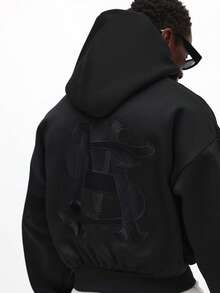 SUMWON Graffiti Pullover Hoodie With Drawstring And Centre Pocket For Casual Streetwear Style - Black - View 1