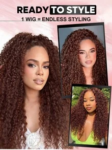 QUICK WEAR 9am Hair Store Wear Go 半头假发 红棕色水波纹 3合1半头假发 翻转式假发 隐形发际线 适合初学者 180%密度 14-16英寸波波头 18-28英寸长发 未经加工的人发假发 即戴即用 无胶假发 人发 Y2k风格人发假发礼品 - S33 - 查看 11