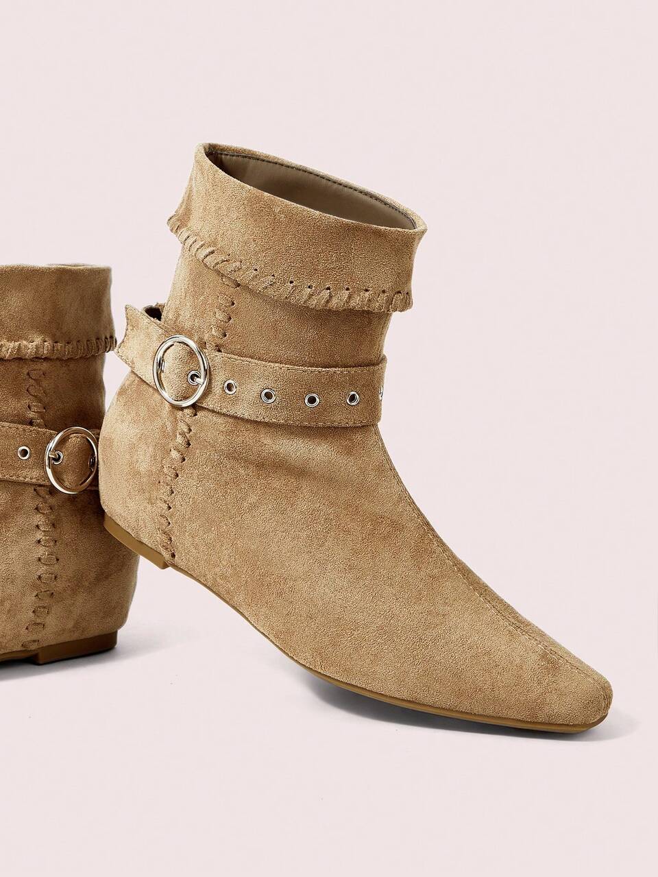 CUCCOO BIZCHIC Women's Casual Vacation Western Cowgirl Style Suede Buckle Belt Knee-High Boots
