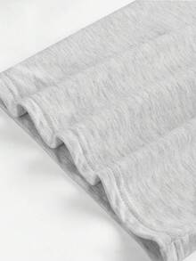 SHEIN 少女返校季学院风运动宽松休闲简约舒适中腰拼色腰带阔腿裤，适合街头、大学、运动、居家穿着 - 灰色 - 查看 5