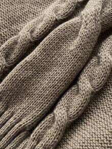 Elamini Maglione da donna con collo a lupetto, maniche corte e colletto a cappuccio, design alla moda per un uso versatile quotidiano, adatto per l'autunno/inverno - Cachi - Visualizzare 6