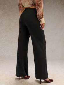 SHEIN Glamour 女式高腰修身针织裤 - 黑色 - 查看 2