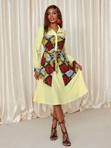 Eryvara 女士时尚非洲印花拼布面料短裙 - 彩色 - 查看 3