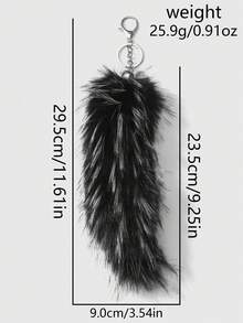 ROMWE 1pc Random Color Y2K Soft Fluffy Ombre Faux Fox/Wolf Tail Keychain, Vintage Grunge Goth Aesthetic, Suitable For Women, Girls, Girlfriends, Daily Wear, Holiday Gift - Multicolor - View 15