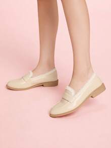 CUCCOO DOLLMOD Lolita Loafers For Women, Faux Thermal Lined, Autumn/Winter, Suitable For Halloween, Christmas - Beige - View 5