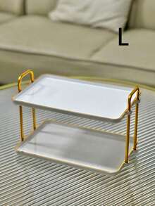 SHEIN 1pc Double Handled Double-Layer Square Tray For Wedding, Dining Table, Party, Cake, Modern Serving Tray For Home Use,Kitchen,Christmas Gift - White - View 8