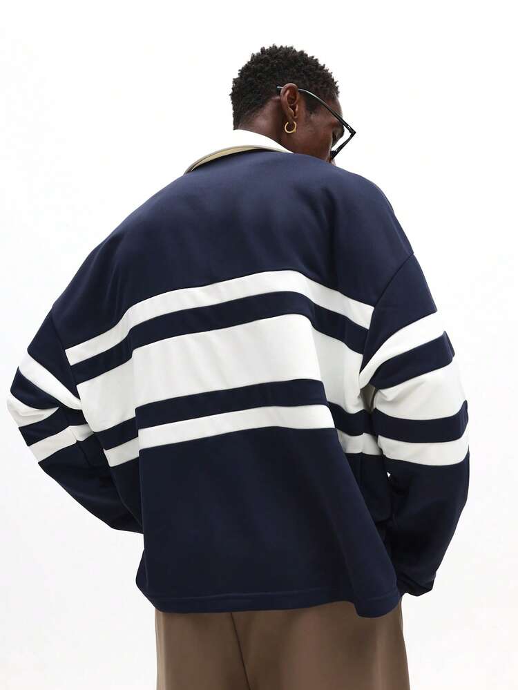 Long Sleeve Rugby Polo With Stripes