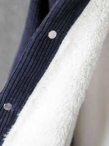 1件男童休闲韩版灯芯绒加厚外套，简约方便日常穿着及户外活动，秋冬季保暖保暖。 - 藏蓝色 - 查看 8